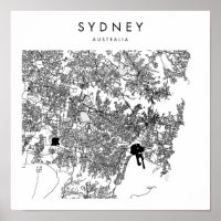 Sydney Australie Miniature moderne Carte des rues
