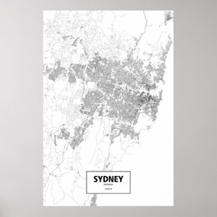 Poster Sydney, Australie (noir sur blanc)