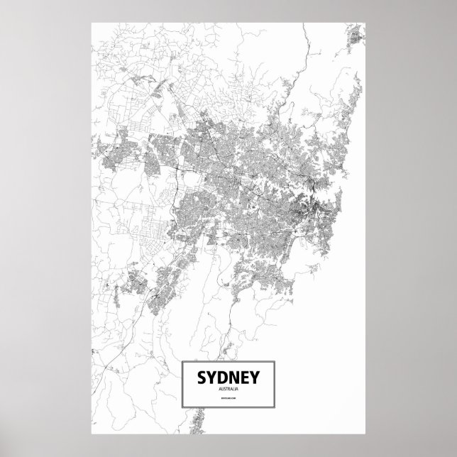Poster Sydney, Australie (noir sur blanc) (Devant)