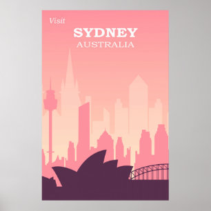 Poster Sydney Australie Vintage voyage rose