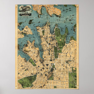 Poster Sydney, AustralieCarte panoramique