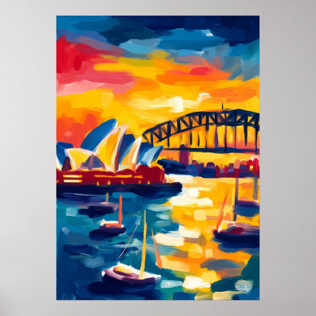 Poster Sydney Fauvist Cityscape – Opera House Harbour (Devant)