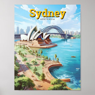Poster Sydney Opera Australie Vintage voyage d'art