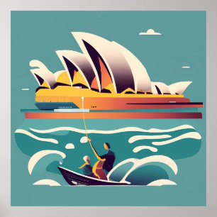 Poster Sydney Opera House Australie peinture souvenir