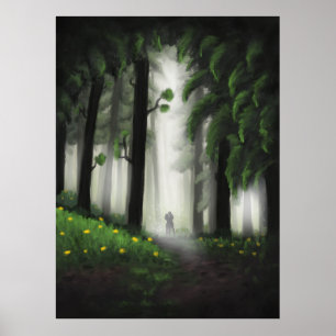 Poster Sylvan Serenity : Forêt verte majestueuse avec Dis