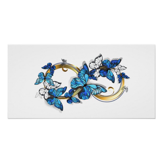Poster Symbol Infinity of Blue Morpho Butterflies (Devant)