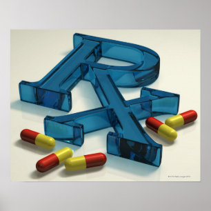 Poster Symbole 3D RX avec capsules