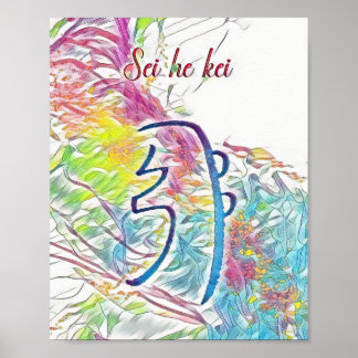 Poster Symbole Abstrait Usui Reiki Sei He Kei