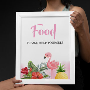 Poster Symbole alimentaire rose Flamant rose tropical