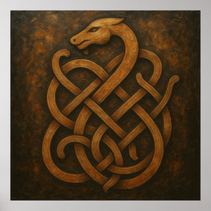 Poster Symbole ancien nœud serpent nordique