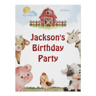 Poster Symbole animal de ferme d'anniversaire personnalis