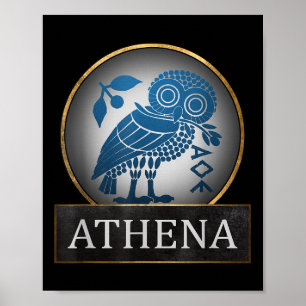 Poster Symbole Athéna Owl De La Déesse Grecque De La Sage