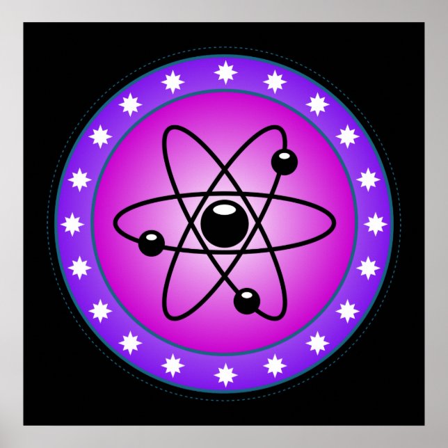 Poster Symbole atomique sur un arrière - plan rose (Devant)