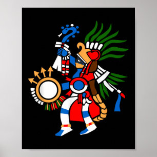 Poster Symbole aztèque Dieu de la guerre et Sun Huitzilop