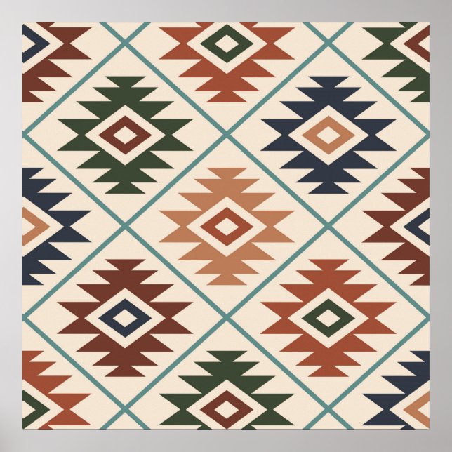 Poster Symbole aztèque grand Motif stylisé (Devant)