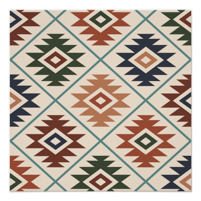 Poster Symbole aztèque grand Motif stylisé (Devant)