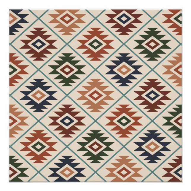 Poster Symbole aztèque Mélange de couleurs Motif stylisé (Devant)