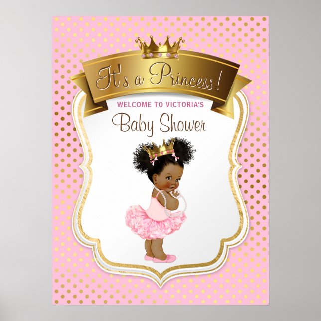 Poster SYMBOLE Baby shower Afro-Américain Princesse (Devant)