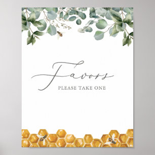 Poster Symbole Baby shower Bee Greenery Favors