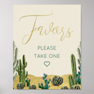Poster Symbole Baby shower Boho Cactus Faveurs