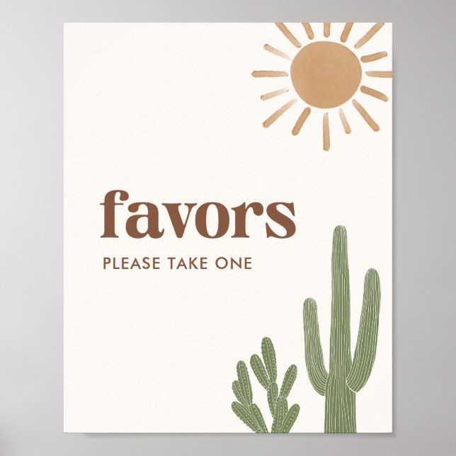 Poster Symbole Baby shower Boho Cactus Faveurs (Devant)