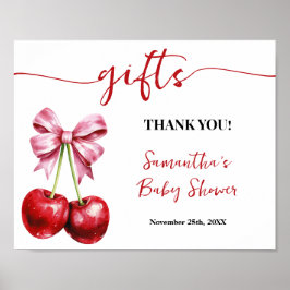 Poster Symbole Baby shower cadeau Cherry Pink Coquette