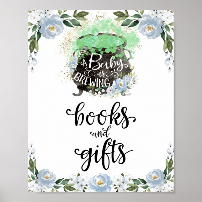 Poster Symbole Baby shower de garçon Halloween Livres et  (Devant)