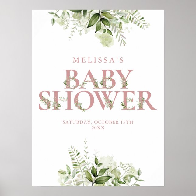 Poster SYMBOLE Baby shower DE LA LETTRE Rose DOUCE (Devant)
