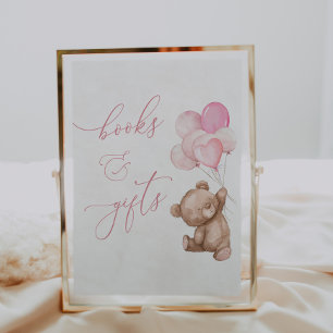 Poster Symbole Baby shower de l'ours en peluche rose