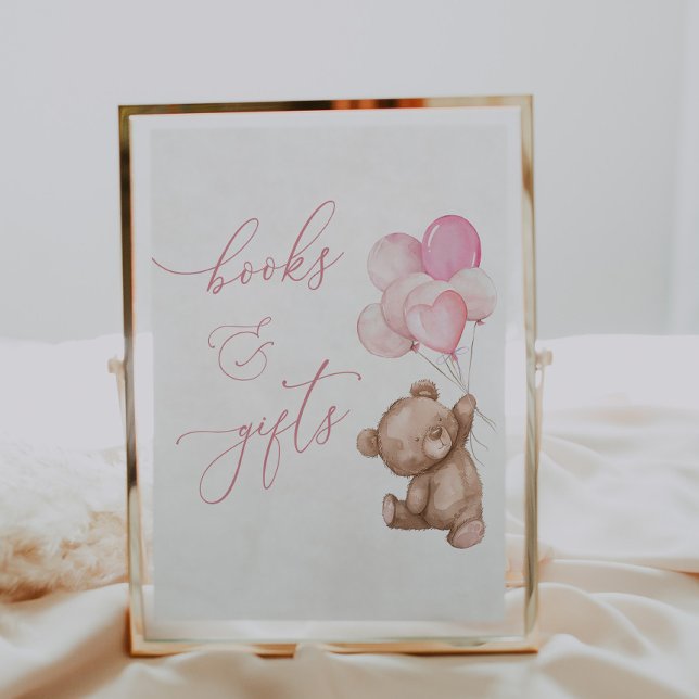 Poster Symbole Baby shower de l'ours en peluche rose (Créateur téléchargé)