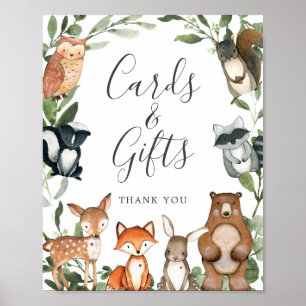 Poster Symbole Baby shower des cartes et cadeaux pour ani