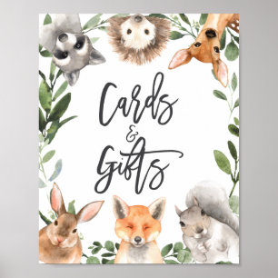 Poster Symbole Baby shower des cartes et cadeaux pour ani