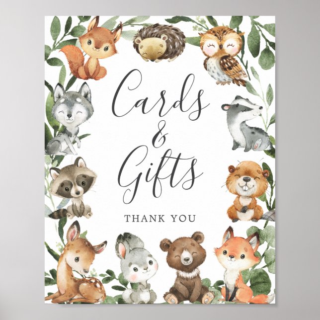 Poster Symbole Baby shower des cartes et cadeaux pour ani (Devant)