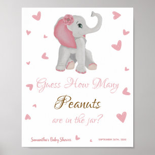 Poster Symbole Baby shower Eléphant Rose Cute