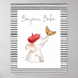 Poster SYMBOLE Baby shower Français Bonjour Bebe Paris