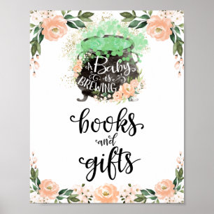 Poster Symbole Baby shower pour fille Halloween Livres et