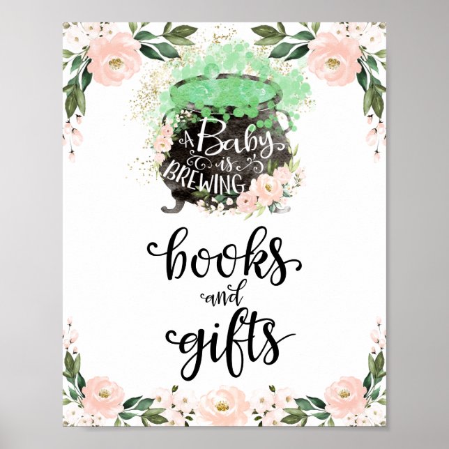 Poster Symbole Baby shower pour fille Halloween Livres et (Devant)