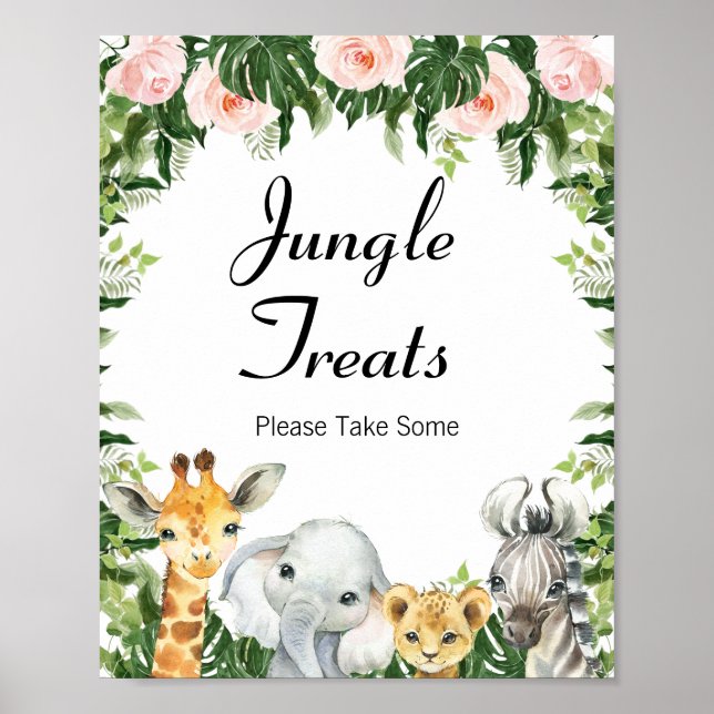Poster SYMBOLE Baby shower Safari Floral (Devant)