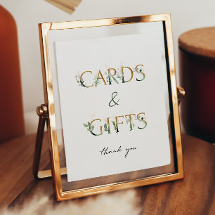 Poster Symbole Baby shower vert et or Cartes et cadeaux