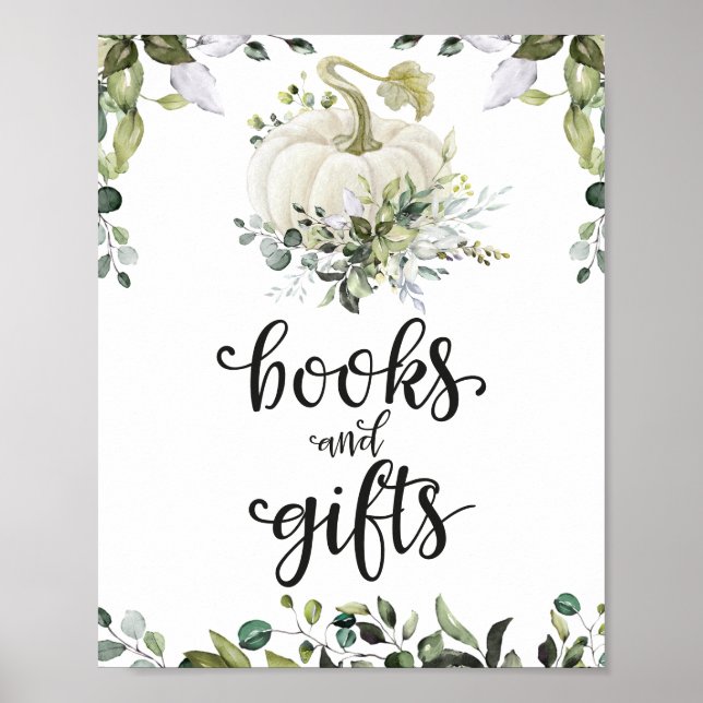 Poster Symbole Baby shower vert Livres et Cadeaux (Devant)