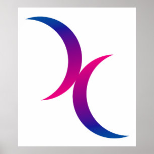 Poster Symbole bisexuel de fierté de double croissant de