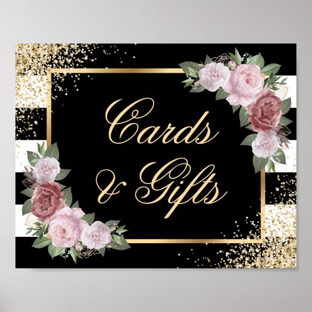 Poster Symbole Black Gold Blush rose Cartes de mariage et (Devant)