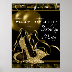 Poster Symbole Black Gold High Heel Shoe
