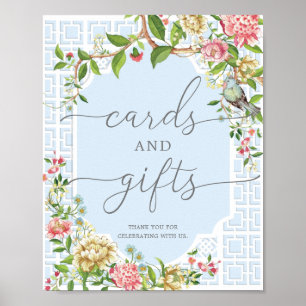 Poster Symbole bleu Chinoiserie Cartes et cadeaux