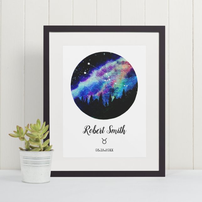 Poster Symbole bleu Constellation Taurus Horoscope Cadeau (Créateur téléchargé)