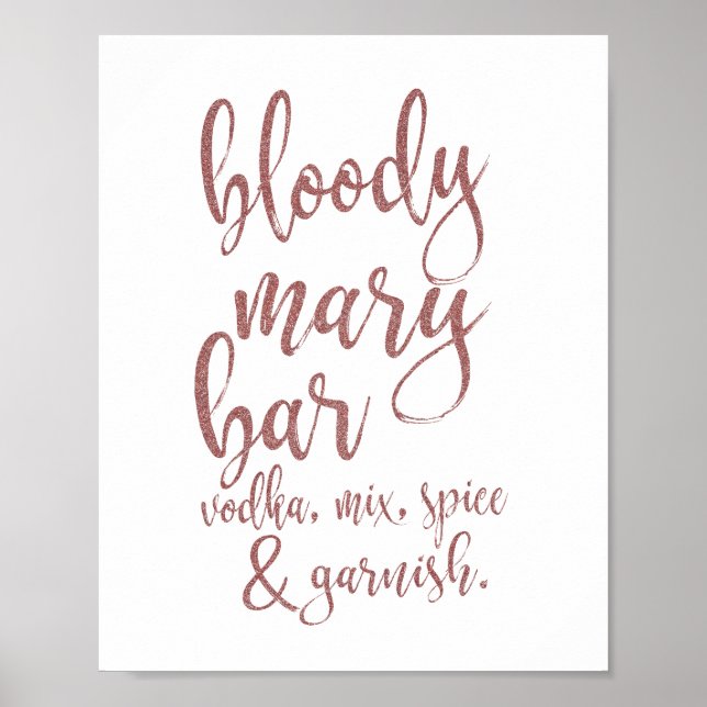 Poster Symbole Bloody Mary Bar Rose Gold Parties scintill (Devant)