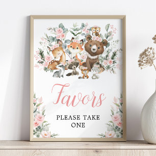 Poster Symbole Blush Floral Woodland Animaux Faveurs
