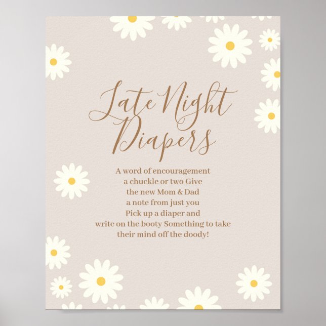 Poster Symbole Bohemian Daisy Floral Baby Late Night Diap (Devant)