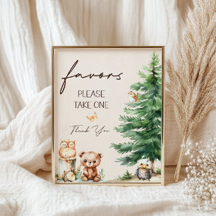 Poster Symbole Boho Baby shower Faveurs Boho Animaux Wood