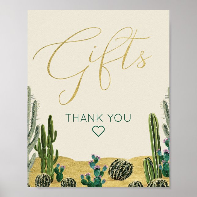 Poster Symbole Boho Cactus Baby shower Cadeaux (Devant)